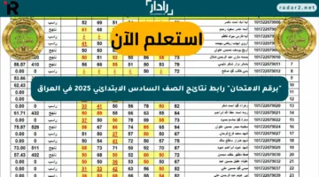 “برقم الامتحان” رابط نتائج الصف السادس الابتدائي 2025 في العراق